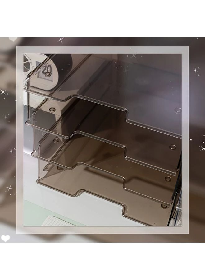 حامل الملفات العمودي رباعي الطبقات صواني شفافة ألوان قابلة للإزالة فواصل منظم سطح المكتب - Image 5